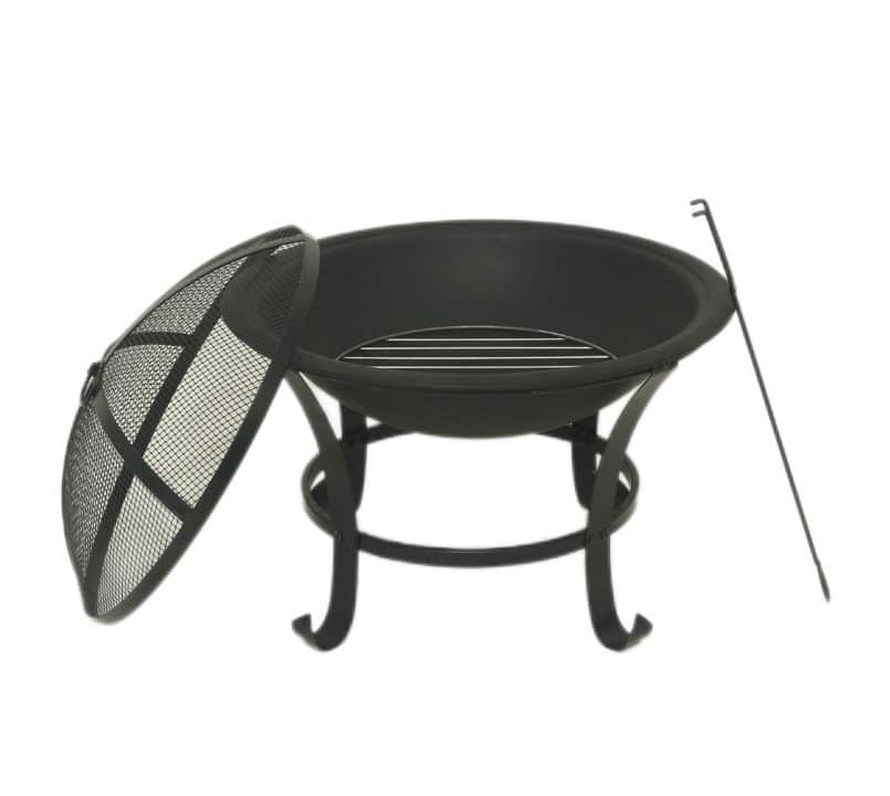 57cm Steel Round Fire Pit With Lid - Black - Gas Equipment Direct