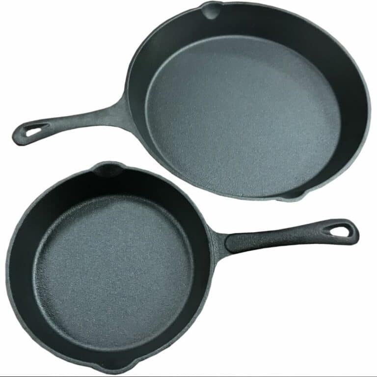 Double Boiling Ring, 2x Cast Iron Frying Pans & Gas Hose Bundle - Gas ...